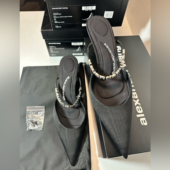 Alexander Wang Delphine 65 Logo-Strap Mules party wedding summer casual style - Picture 4 of 9